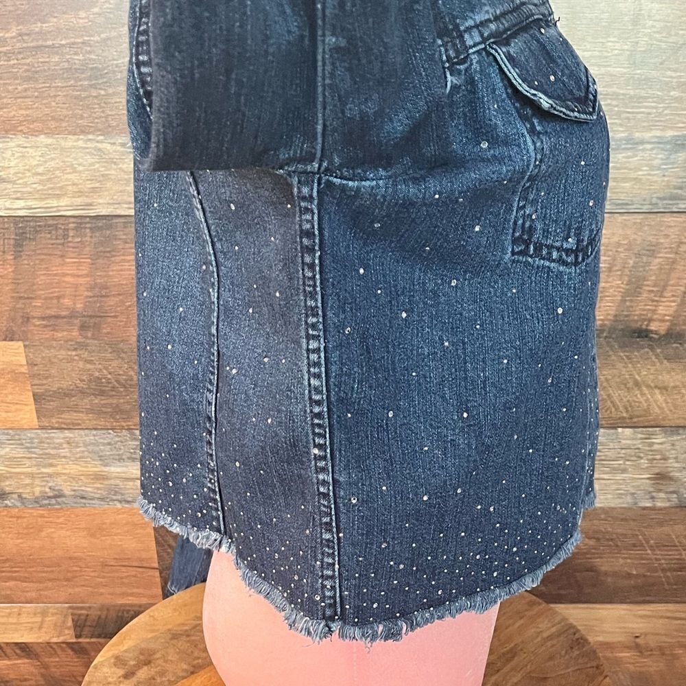 FENDI Vintage Crystal Embellished Cotton Denim Cropped Blue Jean Jacket, Size 28 - Picture 8 of 16